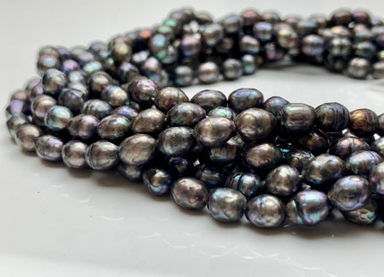 6x8 mm Gray Peacock Faceted Rice/Oval Freshwater Pearl Beads Limited Edition Genuine Faceted Rice Pearl Beads #396