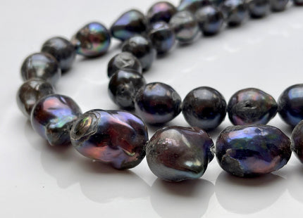 15x25 mm C Grade Large Hole Dark Peacock Baroque Pearl 2.2 mm Hole Rare Jumbo Baroque Peacock Freshwater Pearl Beads #1145