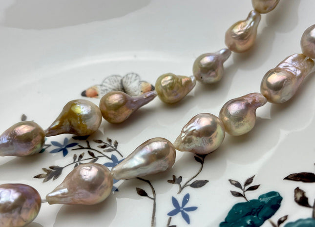 12x16-15x20 mm Natural Pink Color Baroque Freshwater Pearl Beads, Genuine Baroque Pearls, Natural Pink Color Freshwater Pearl Beads #1092