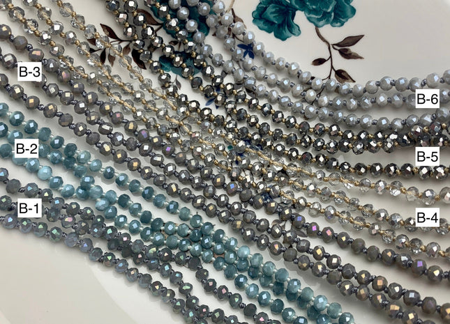 60 inches 5x6mm Hand Knotted Crystal Beads Necklace Double Or Triple Wrapped Ready To Wear Crystal Beads Finished Necklace #3289