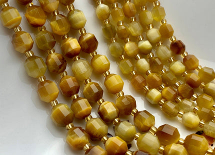 5x6mm 7x8mm AAA Faceted Energy Prism Cut Golden Tiger Eye Gemstone Genuine Double Terminated Points Natural Shiny Gold Tiger Eye Beads #3633