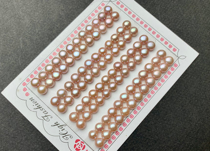 AAAA One Pair 7-10.5 mm Top Quality High Luster Round Button Half Drilled Freshwater Pearls Genuine Natural Pink Freshwater Pearls #1627