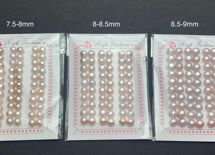 AAAA One Pair 7-10.5 mm Top Quality High Luster Round Button Half Drilled Freshwater Pearls Genuine Natural Pink Freshwater Pearls #1627