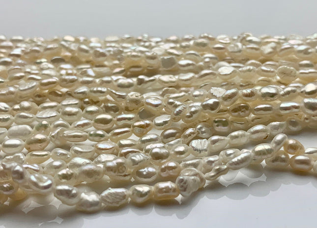 3-3.5x5 mm Natural White Rice Nugget Tiny Seed Freshwater Pearls Genuine Small Rice Nugget Pearls #P1432