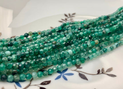 WHOLESALE 3 mm Faceted Round Agate Gemstone Beads Genuine Mixed White Gray Green Aqua Blue Color Agate Loose Beads 15 Inches #3228