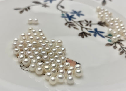 Two Pieces AAAAA 3-3.5mm High Luster Undrilled/Half Drilled/Through Drilled Tiny Freshwater Pearls Genuine White Round Pearl Beads #P1191