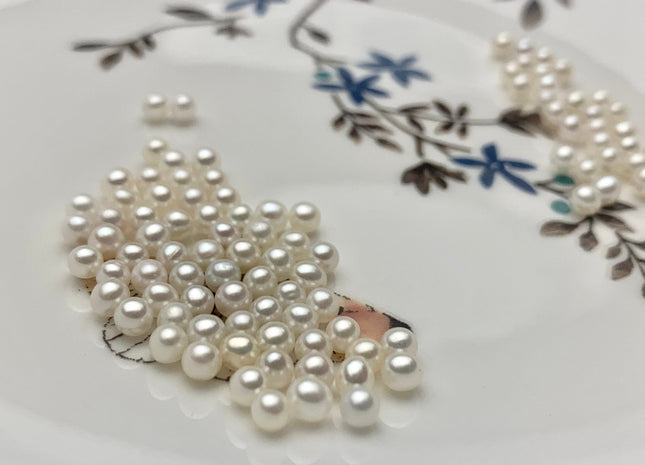 Two Pieces AAAAA 3-3.5mm High Luster Undrilled/Half Drilled/Through Drilled Tiny Freshwater Pearls Genuine White Round Pearl Beads #P1191