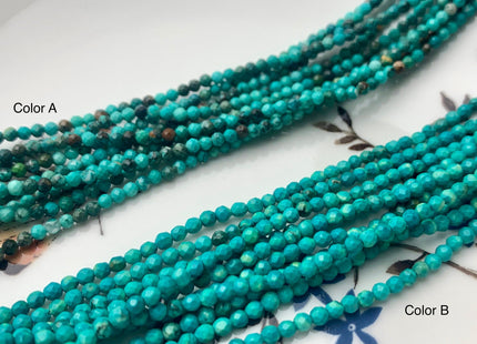 2.5 mm AAA All Natural Faceted Round Tiny Turquoise Gemstone Beads Natural Multi Green Quality Turquoise Beads 15.5 Inches #3541