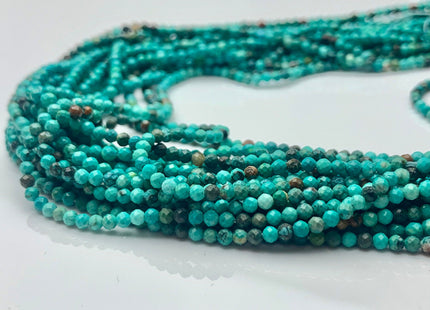 2.5 mm AAA All Natural Faceted Round Tiny Turquoise Gemstone Beads Natural Multi Green Quality Turquoise Beads 15.5 Inches #3541