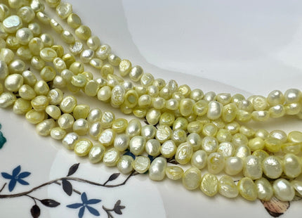 7 mm Yellow Green Color Freshwater Pearl Potato Nugget Beads Genuine Cultured Freshwater Pearls B Grade Nugget Pearls #P2261