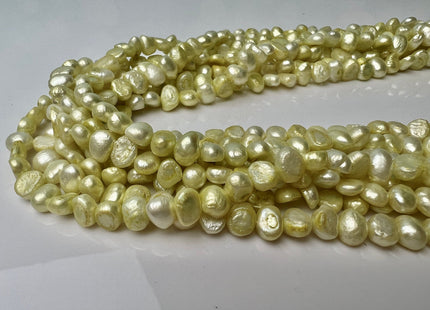 7 mm Yellow Green Color Freshwater Pearl Potato Nugget Beads Genuine Cultured Freshwater Pearls B Grade Nugget Pearls #P2261
