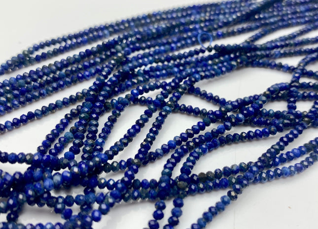 2x2.5 mm AA Faceted Rondelle Natural Lapis Gemstone Beads Natural Blue Color Quality Faceted Rondelle Lapis Gemstone Loose Beads #2363