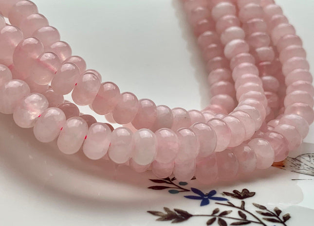 4x6mm 5x8mm AAA Natural Color Smooth Rondelle Rose Quartz Gemstone Beads Natural Pink Smooth Rondelle Rose Quartz Loose Beads #2301