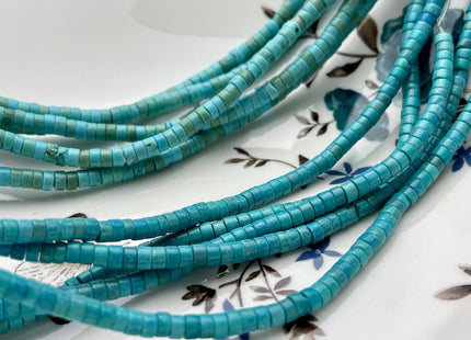 4 mm Natural Magnesite Turquoise Color Heishi Rondelle Shape Magnesite Turquoise Gemstones Loose Beads 15 Inches Strand #3866