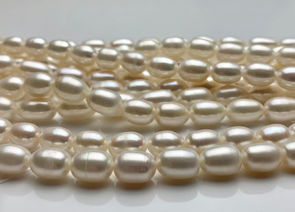 6.5-7x9-11 mm AAA Natural White Long Oval/Rice Freshwater Pearl Genuine High Luster Long Smooth Quality Pearls Bridal Pearls #P1612