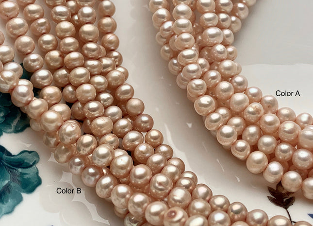 5 mm AAA Light Champagne Color Off Round Freshwater Pearl Beads Genuine Near Round Champagne Freshwater Pearls 84 Pieces #P1550