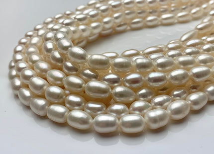 6.5-7x9-11 mm AAA Natural White Long Oval/Rice Freshwater Pearl Genuine High Luster Long Smooth Quality Pearls Bridal Pearls #P1612
