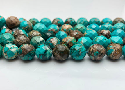 3mm 4mm 6mm 8mm 10mm Faceted Round Turquoise Beads Blue And Brown Color Gemstone 15.5 Inches Strand #2649