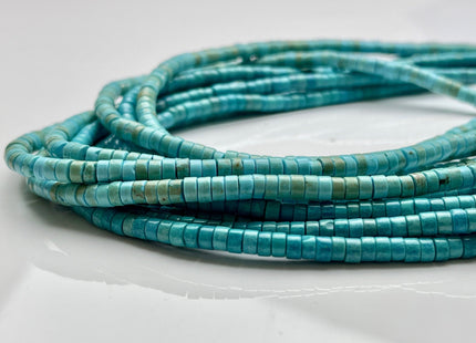 4 mm Natural Magnesite Turquoise Color Heishi Rondelle Shape Magnesite Turquoise Gemstones Loose Beads 15 Inches Strand #3866