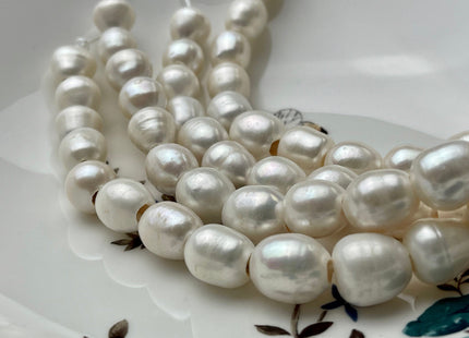 10-11x13-15 mm Half Strand Large Hole Natural White Rice/Oval Freshwater Pearl Beads Hole Size 4.0 mm Genuine Large Hole Pearls #1745