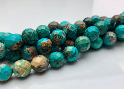 3mm 4mm 6mm 8mm 10mm Faceted Round Turquoise Beads Blue And Brown Color Gemstone 15.5 Inches Strand #2649