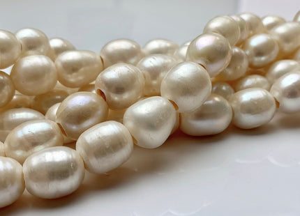 10-11x13-15 mm Half Strand Large Hole Natural White Rice/Oval Freshwater Pearl Beads Hole Size 4.0 mm Genuine Large Hole Pearls #1745