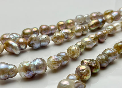 9-13x18-22 mm AA Half Strand Large Hole Baroque Peanut Pearls Natural Seaweed Pink Color Double Beads Baroque Pearls Peanut Pearls #P2215