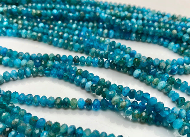 3x4 mm Natural Color Faceted Rondelle Apatite Gemstone Beads Quality Micro Faceted Apatite Gemstone Loose Beads # 2424