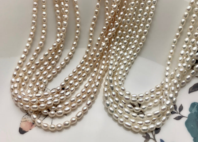 3-3.5x4 mm AAAA Natural White Rice Tiny Seed Freshwater Pearls High Luster Very Rare Genuine Natural Rice Freshwater Pearls 92 Pieces #P1802