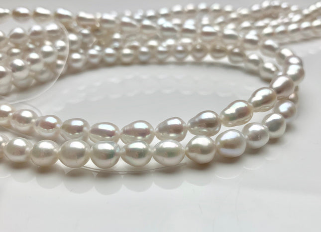 7x8-10 mm AAAA Natural White Freshwater Akoya Quality Pearl Beads Genuine Natural White Very High Luster Chinese Freshwater Pearls #1635