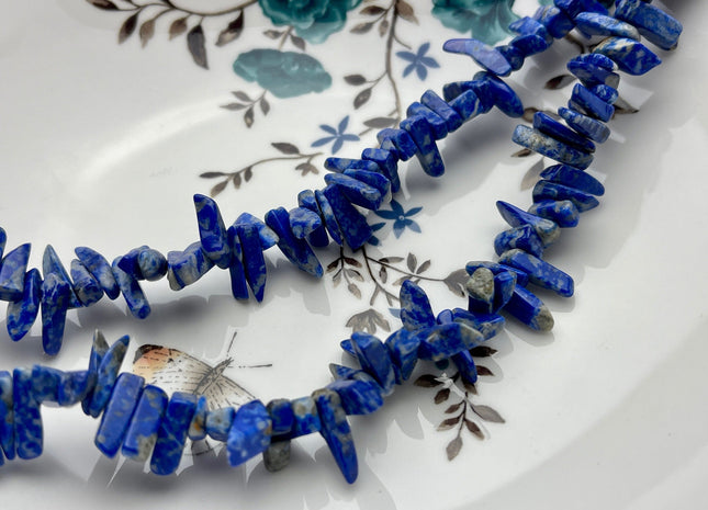 4-5x11-23 mm Natural Dark Blue Color Lapis Gemstone Beads Irregular Chips Shape Genuine Top Drilled Lapis Gemstone Loose Beads #4009