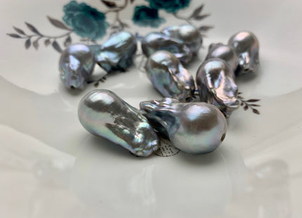 ONE Piece 16-19x25-30 mm AAA Large Hole Jumbo Gray Baroque Pearl Beads Hole Size 2.2mm Genuine High Luster Baroque Pearls #P1080