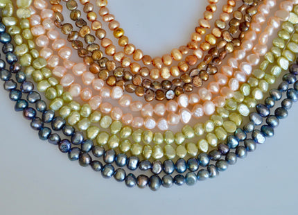 4-5mm Pink Green Champagne Gold Peacock Copper Brown Color Small Potato Nugget Freshwater Pearl Beads Genuine Tiny Pearl Beads #824