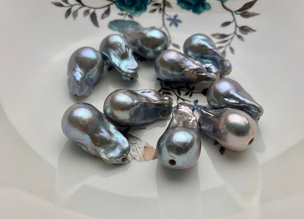 ONE Piece 16-19x25-30 mm AAA Large Hole Jumbo Gray Baroque Pearl Beads Hole Size 2.2mm Genuine High Luster Baroque Pearls #P1080