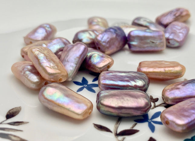 ONE Piece AAAA 10x17-18 mm Natural Mauve Pink High Luster Large Hole Rectangle Coin Pearl For Earring Pendant Hole Size 1.0/1.2 mm #P1222