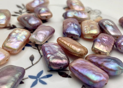 ONE Piece AAAA 10x17-18 mm Natural Mauve Pink High Luster Large Hole Rectangle Coin Pearl For Earring Pendant Hole Size 1.0/1.2 mm #P1222