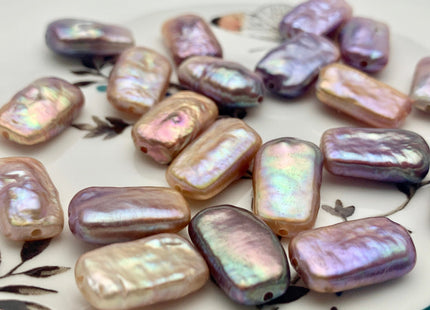 ONE Piece AAAA 10x17-18 mm Natural Mauve Pink High Luster Large Hole Rectangle Coin Pearl For Earring Pendant Hole Size 1.0/1.2 mm #P1222