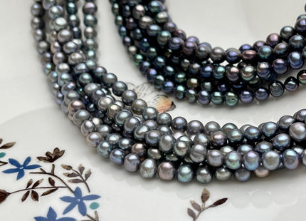 4-5 mm AA Gray Or Peacock Color Potato Freshwater Pearl Beads Genuine Cultured Freshwater Potato Pearl Beads 91 Pieces #P1530