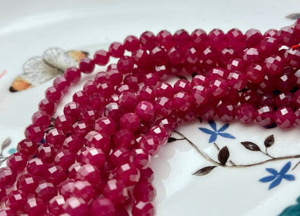 6 mm AAA Half Strand Micro Faceted Round Red Gemmy Ruby Gemstone Beads Heat Treated Quality Faceted Ruby Gemstone Loose Beads #3928