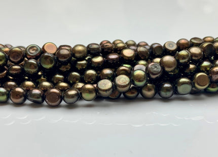 6.5-7 mm AA Button Freshwater Pearl Beads Round Nugget Shape Natural White/ Peacock / Olive Green Color Round Nuggets Pearl Beads #90