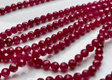 6 mm AAA Half Strand Micro Faceted Round Red Gemmy Ruby Gemstone Beads Heat Treated Quality Faceted Ruby Gemstone Loose Beads #3928
