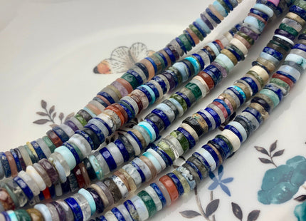 6mm 7mm 8mm 9mm AAA Natural Mixed Amethyst Lapis Chalcedony Emerald Green Garnet Black Tourmaline Moonstone Opal Heishi Beads 8 Inches #3754