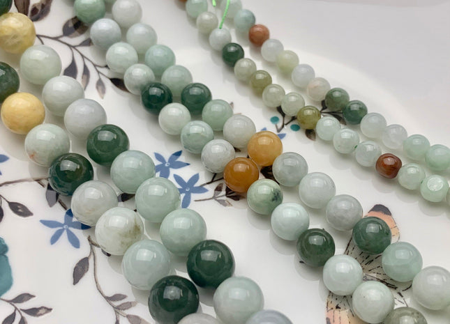 4mm 6mm 8mm 10mm Smooth Round Burmese Jade Beads Natural Green Color Burmese Jade Loose Beads 15.5 Inches Strand #2593