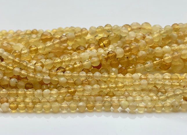 2mm 3mm 4mm AAA Natural Color Micro Faceted Round Tiny Yellow Opal Gemstone Beads Genuine Gemmy Yellow Color Quality Opal 15.5 Inches #3612