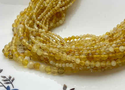 2mm 3mm 4mm AAA Natural Color Micro Faceted Round Tiny Yellow Opal Gemstone Beads Genuine Gemmy Yellow Color Quality Opal 15.5 Inches #3612