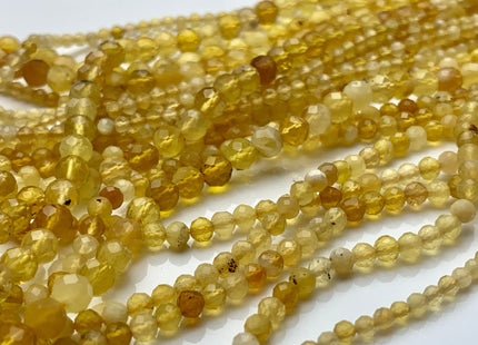 2mm 3mm 4mm AAA Natural Color Micro Faceted Round Tiny Yellow Opal Gemstone Beads Genuine Gemmy Yellow Color Quality Opal 15.5 Inches #3612