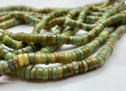 5-6mm 6-7mm 7-8mm AAA 100% All Natural Smooth Heishi Bumble Bee Opal Gemstone Multi Natural Yellow Green Brown Opal Beads 8 Inches #3195