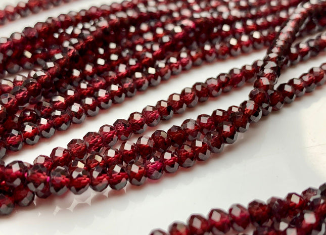 3x4 mm AAA Natural Color Faceted Rondelle Garnet Gemstone Beads Top Quality Micro Faceted Red Garnet Gemstone Loose Beads # 2441