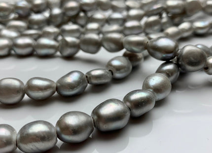 9x12-14 mm Large Hole Silver/Gray Color Rice Nugget Shape Freshwater Pearls Beads 2.1mm Hole #789