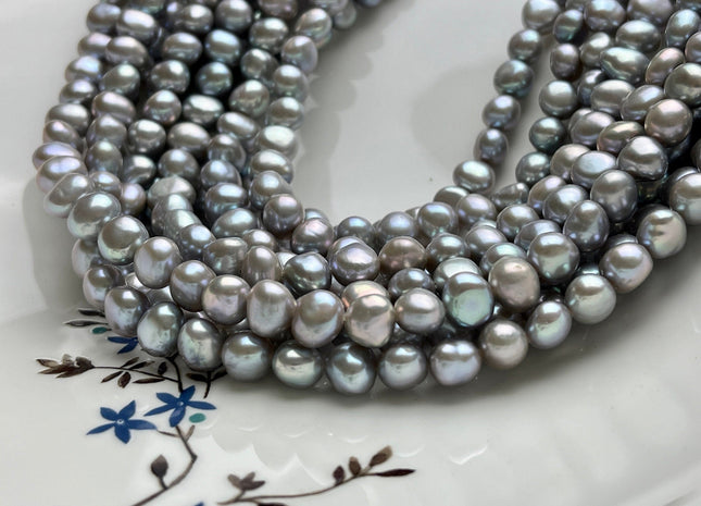 8 mm AAAA High Quality Potato Nugget Freshwater Pearl Beads Pinkish Gray Color High Luster Smooth Genuine Freshwater Pearls 54 Beads #P1911